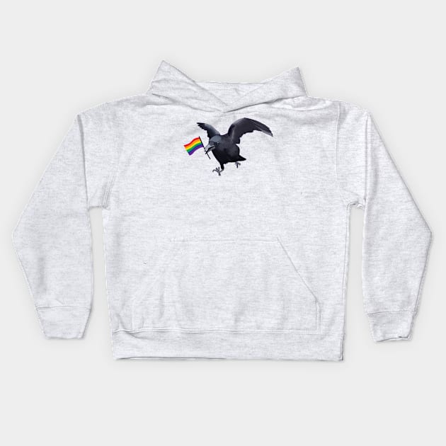 Gay Pride Crow Friend Kids Hoodie by josierichey